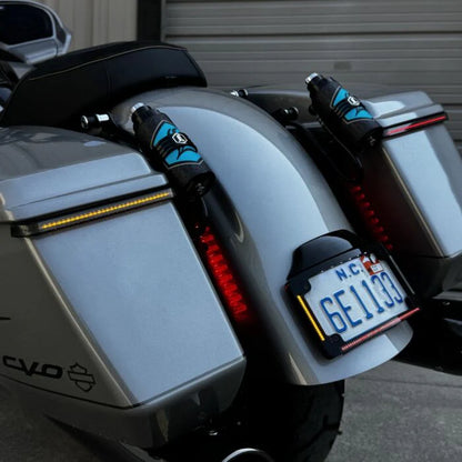 Low-Profile LED Saddlebag Lights with Amber Turn for 23.5 - 25